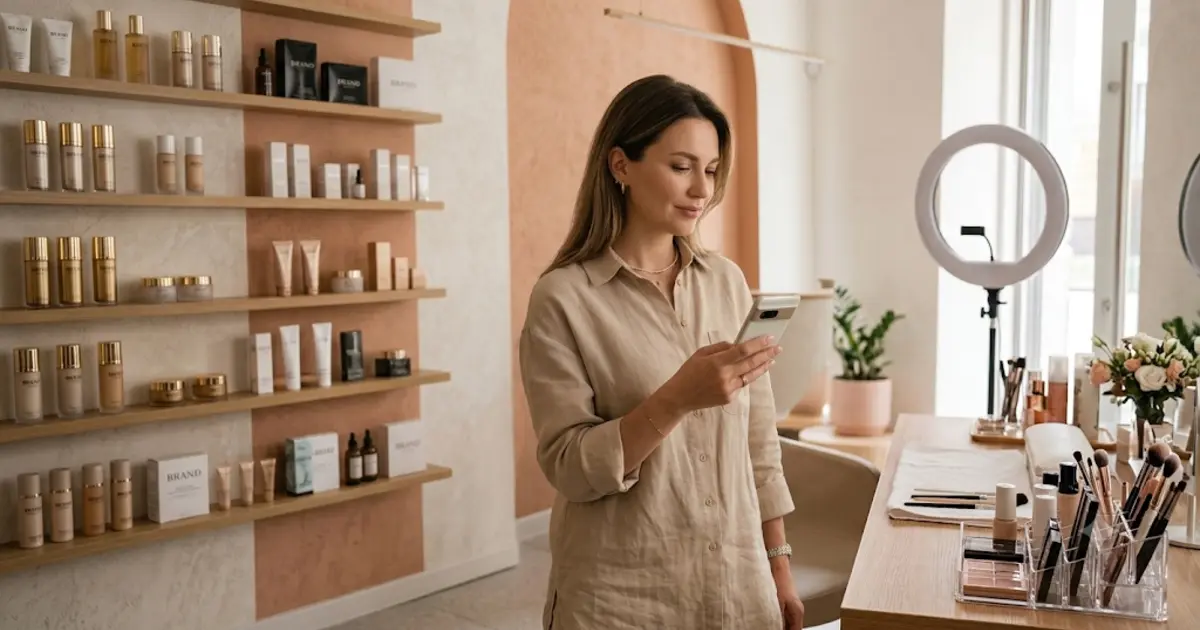 Beauty professional checking confirmed client appointments in the KLIOSO calendar
